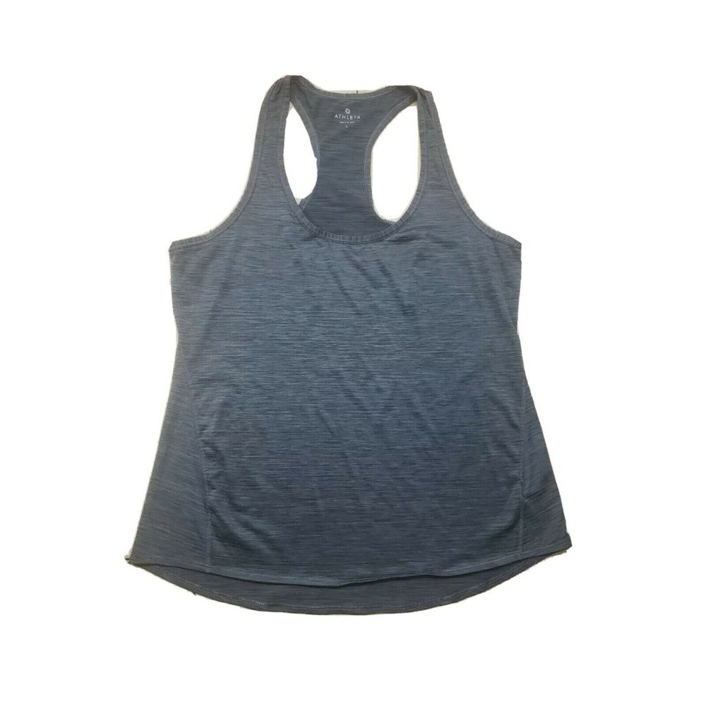 Athleta Gray Striped Tank Top L Large Yoga Running Athletic Vented Flowy Loose